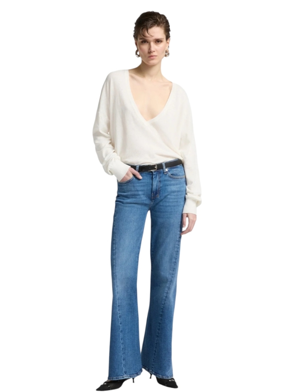 7 For All Mankind Twisted Seam Dojo Jeans Italian Fabric Yuma Blue 10/30 NWT - Picture 3 of 15